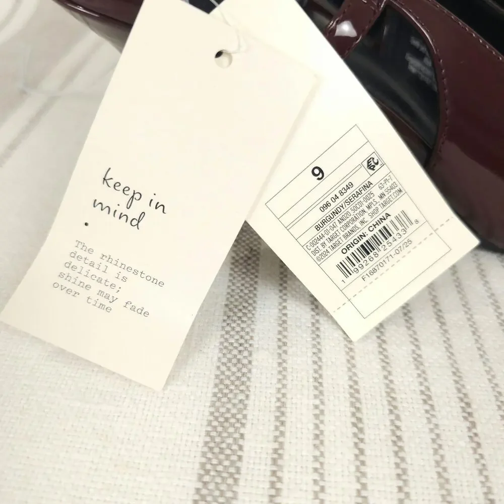 A New Day Kitten Heels Womens 9 Red Patent Slingback Rhinestone Pointed Toe